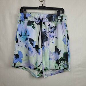 Zara Womens Multicolor Tie Dye Drawstring Elastic Waist Swim Shorts Size L-XL